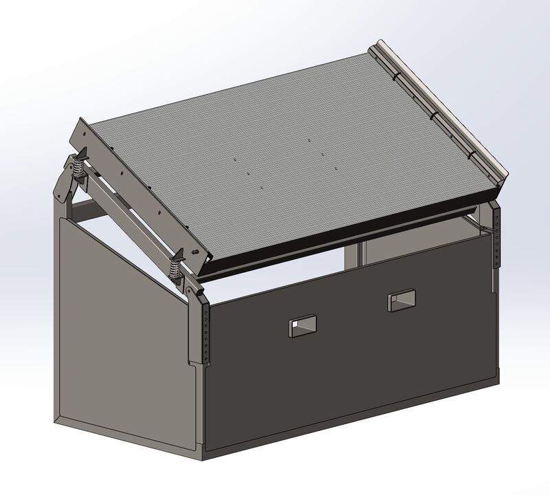 CAD model of the screener from behind, showing the spring mounts